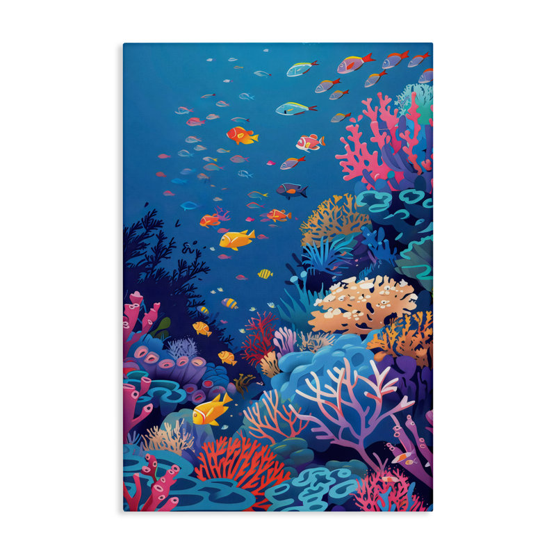 Toile de récif corallien Tropic Life, design par LSR Design Studio, H 30 po x l 20 po