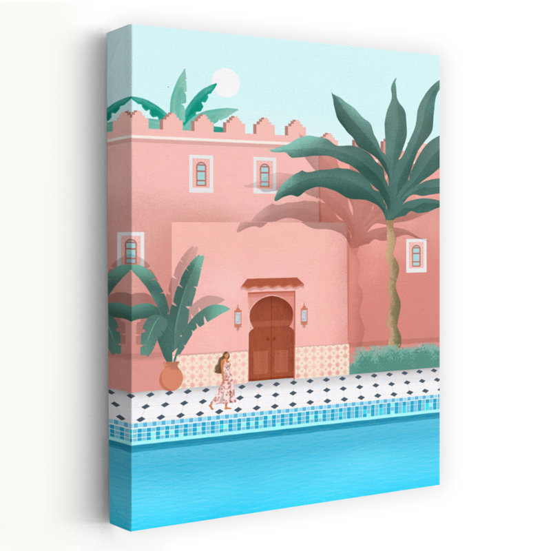 Morocco Doors Abstract Contemporary Palm Tree Architecture Summer Wall Art Print, 91.44cm H x 60.96cm W