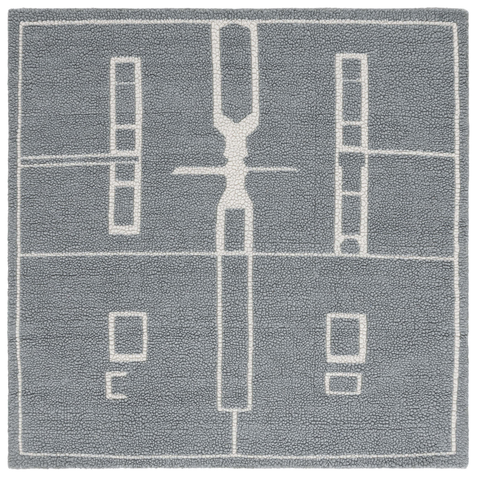 Murcia Hand-Woven Abstract Wool Rug, Square 6'