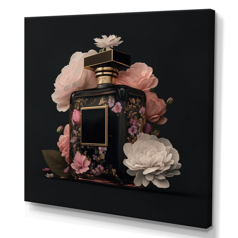 «Elegant Floral Perfume Bottle II», reproduction sur toile, H 16 po x l 16 po x P 1 po, Toile tendue