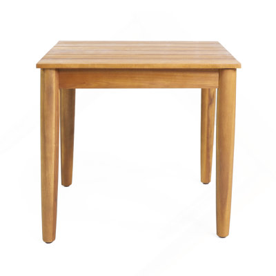 Rustic Acacia Wood Outdoor Side Table with Slat Top Design