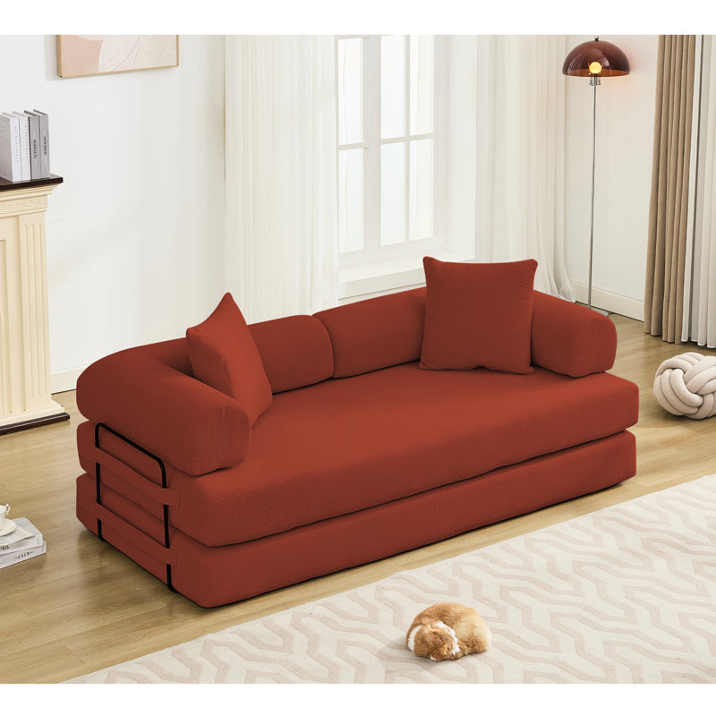 Canapé-lit pliable convertible de 78,5 po, pièce modulaire en velours côtelé 3 places, sans assemblage, lit pliant 5 en 1 bricolage confortable, forme ergonomique