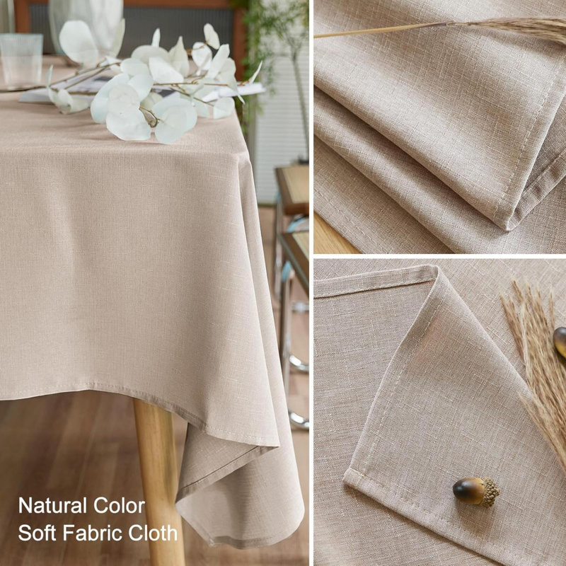 Textured Linen Tablecloth Rectangle 52X70 Waterproof Spill-Proof Wipeable Table Cloth Wrinkle Free Linen Outdoor Table Cover For Birthday Party Farmhouse Tablecloths Up To 54''X36'' Tables