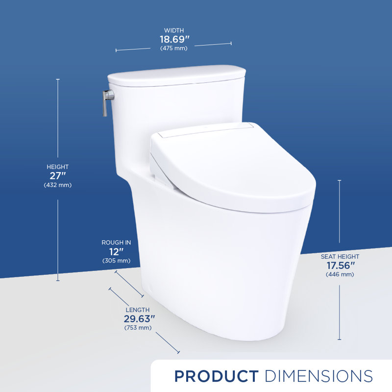 TOTO Aurora WASHLET+ S5 One-Piece Elongated 1.28 GPF Universal Height Toilet with CEFIONTECT, Cotton White - MW6863446CEFG#01