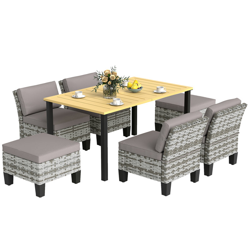 6 - Person Patio Dining Set with Rectangular Table , Cushions Included