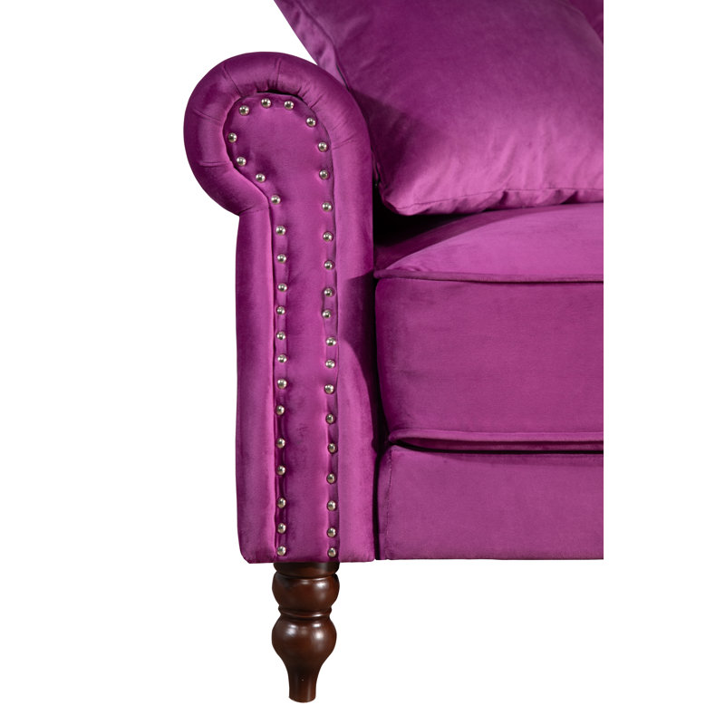 87.8'' Velvet Sofa, Violet Velvet