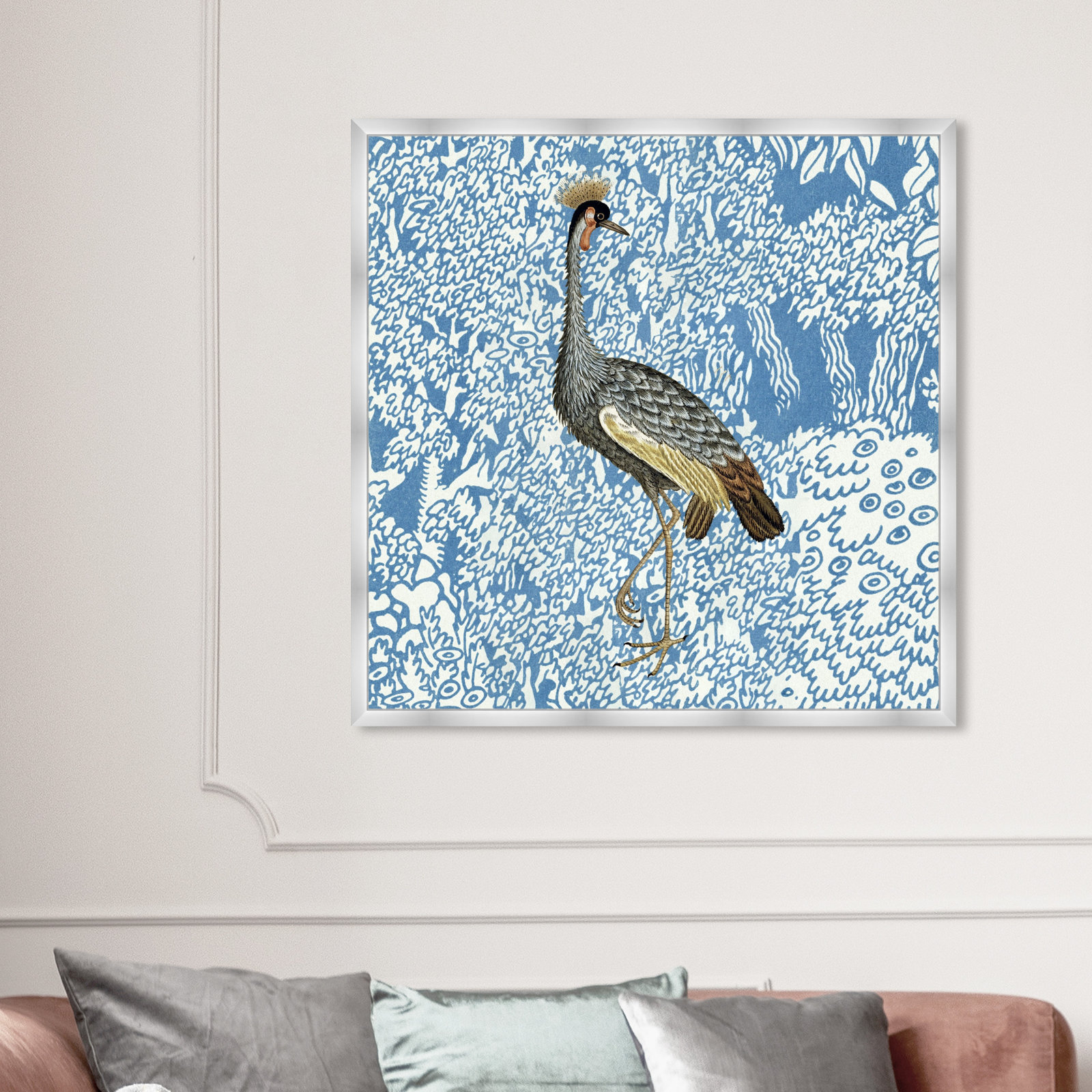 Bird Pose 2 by Oliver Gal, 42" H x 42" W x 0.5" D, Silver