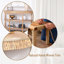 Console en bois avec garniture tissée à la main, 3 tablettes de rangement