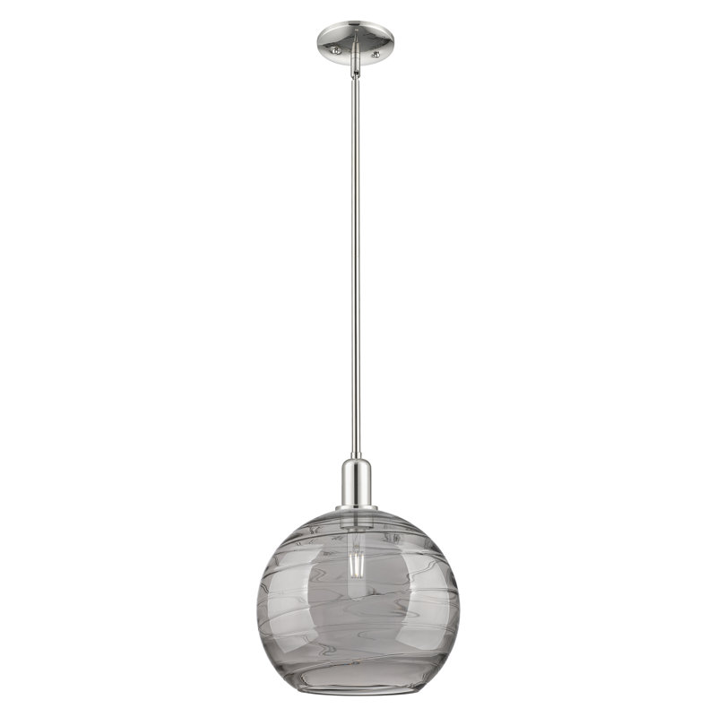 Arcadia - Athens Deco Swirl - Mini-luminaire suspendu 1 tige, Nickel poli, H 10,38 po x l 12 po x P 12 po