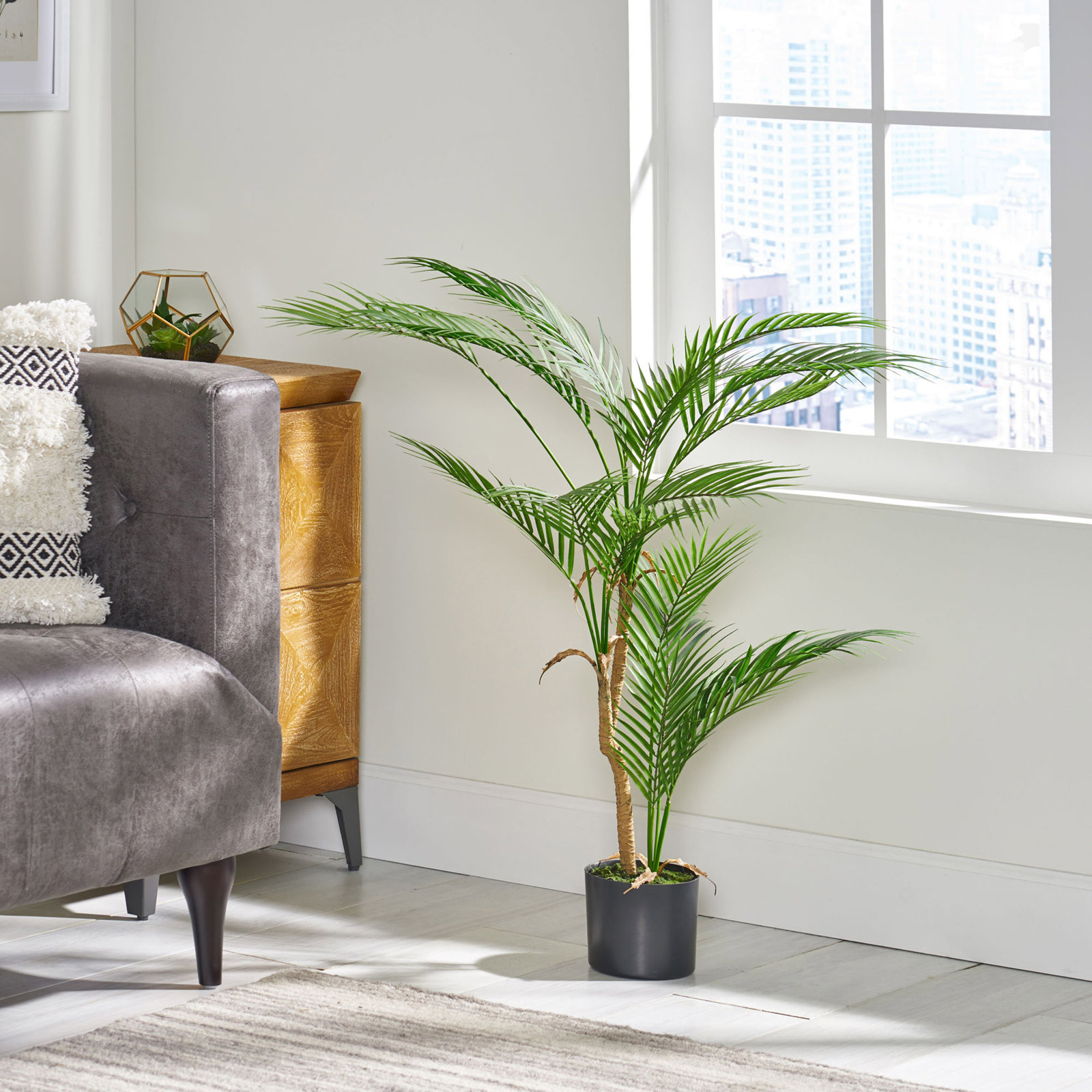 Palm Tree in Pot, 40" H x 30.75 " W x 30.75" D