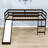 Twin Size Wooden Loft Bed with Slide-1379035722