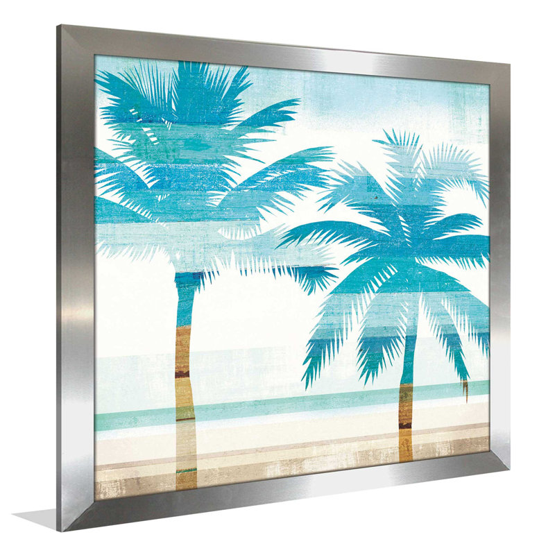 " Beachscape Palms III ", 21.5" H x 21.5" W x 0.75" D, Silver Framed