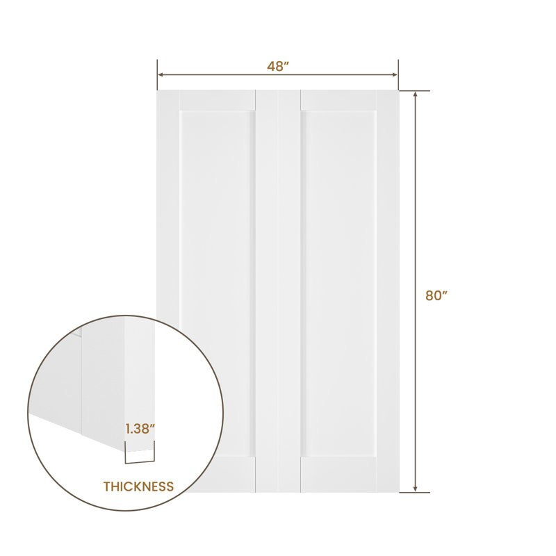 80" Primed 1-Paneled Double Solid Manufactured Wood Slab Door Without Frame and Hardware Kit, 48" x 80"