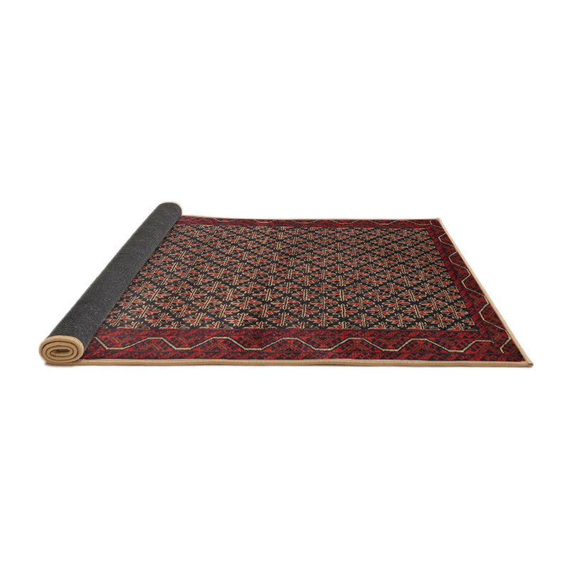 Tapis traditionnel rouge / brun Christenberry, Rond 3 pi