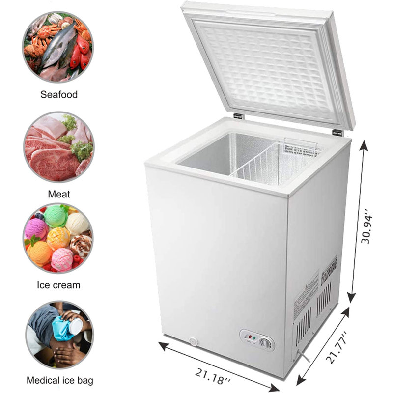 3.5 Cubic Feet Chest Freezer with Adjustable Temperature Controls, White