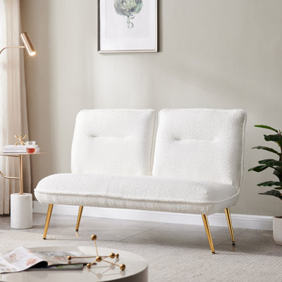 Petit canapé-lit pliant convertible, causeuse moderne de style Mid-Century avec dossier réglable et pieds en métal, petit canapé à 2 places pour petits espaces