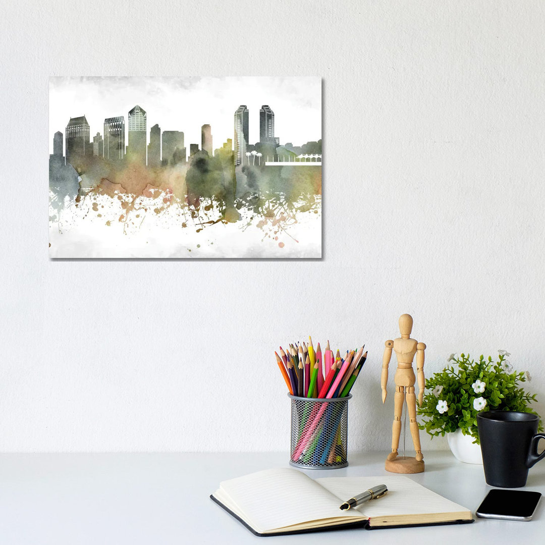San Diego Skyline by WallDecorAddict - Wrapped Canvas Print