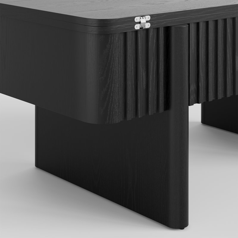 Table de salon relevable en bois avec plateau relevable, Noir