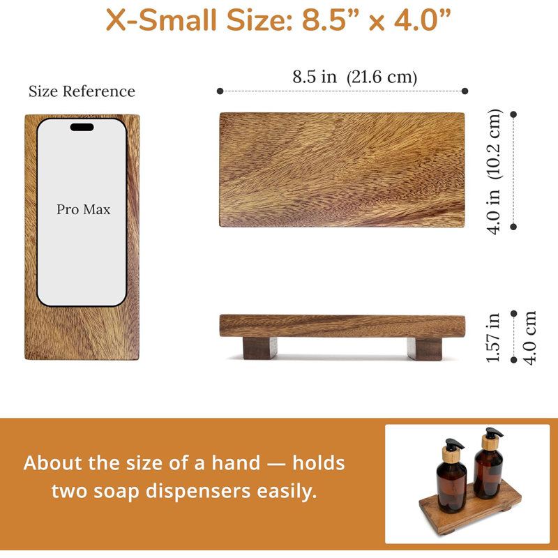 Decorative Wood Tray for Counter, Soap Dish Holder