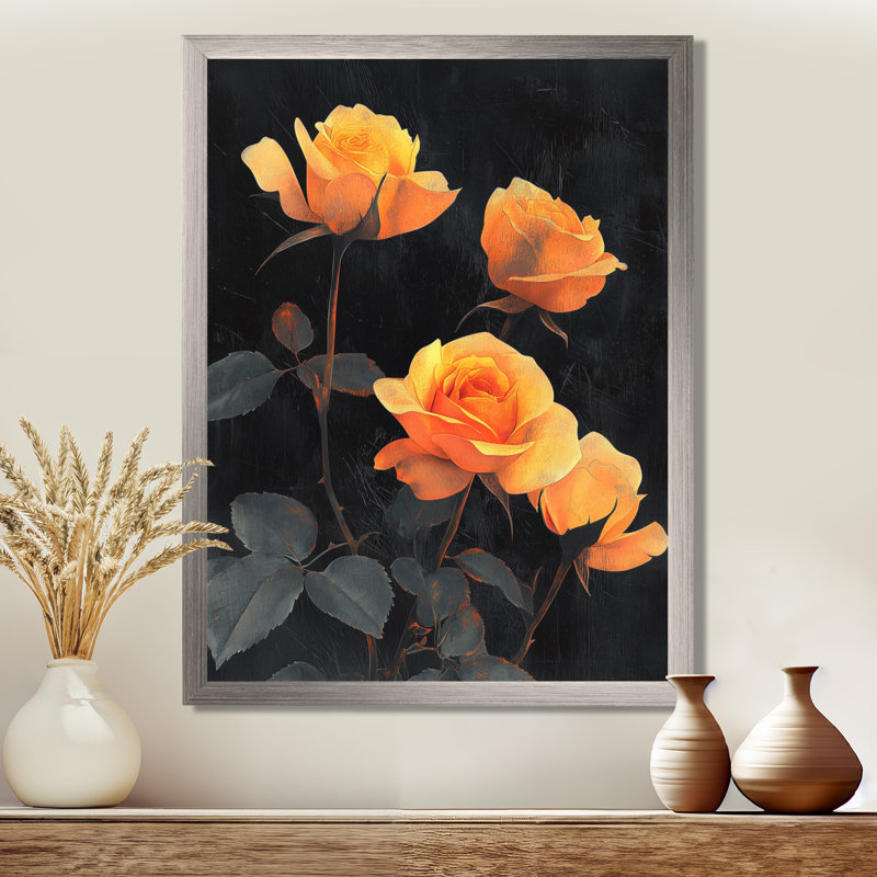 Brittney - impressions sur toile florales, Argent argent, H 20 po x l 12 po, Reproduction encadrée d'une seule photo