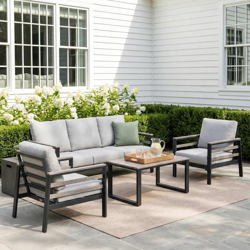 Townsend 7 - Person Patio Conversation Set with Sunbrella® Cushions, Cast Silver Sunbrella®