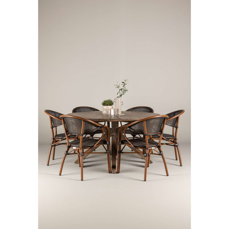 Chambly 6 - Person Acacia Patio Dining Set with Round Table
