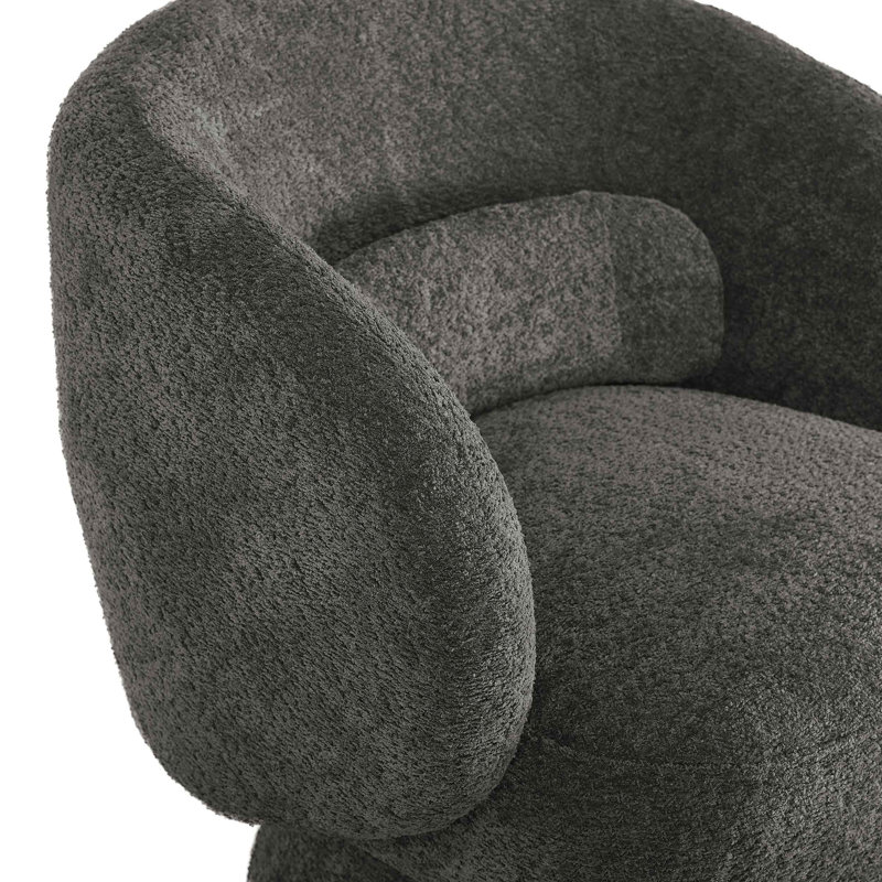 Saboor 78Cm Wide Swivel Barrel Chair, Grey Boucle