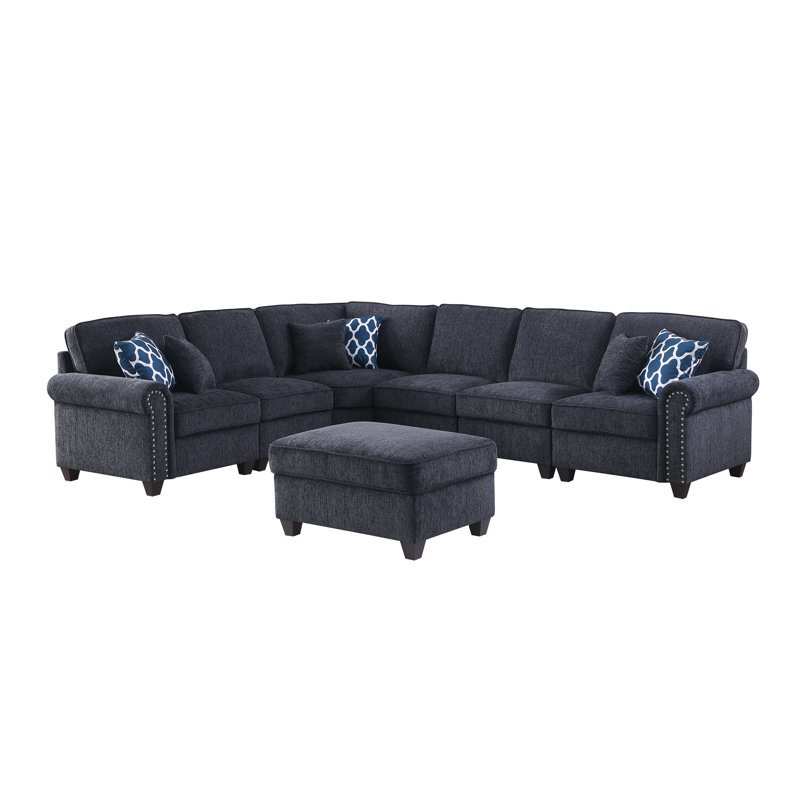 Bruan Piece Upholstered Sectional, Gray Chenille