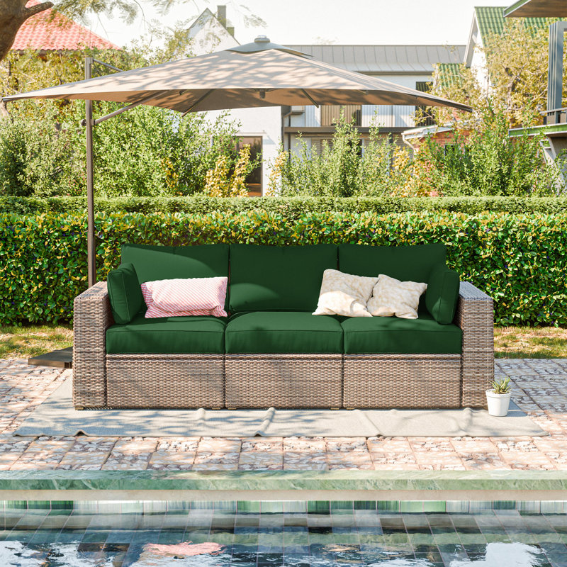 8-Piece Outdoor Cushion Cover Set (Set Of 3 Seats, 5 Backs), Covers Only, Green