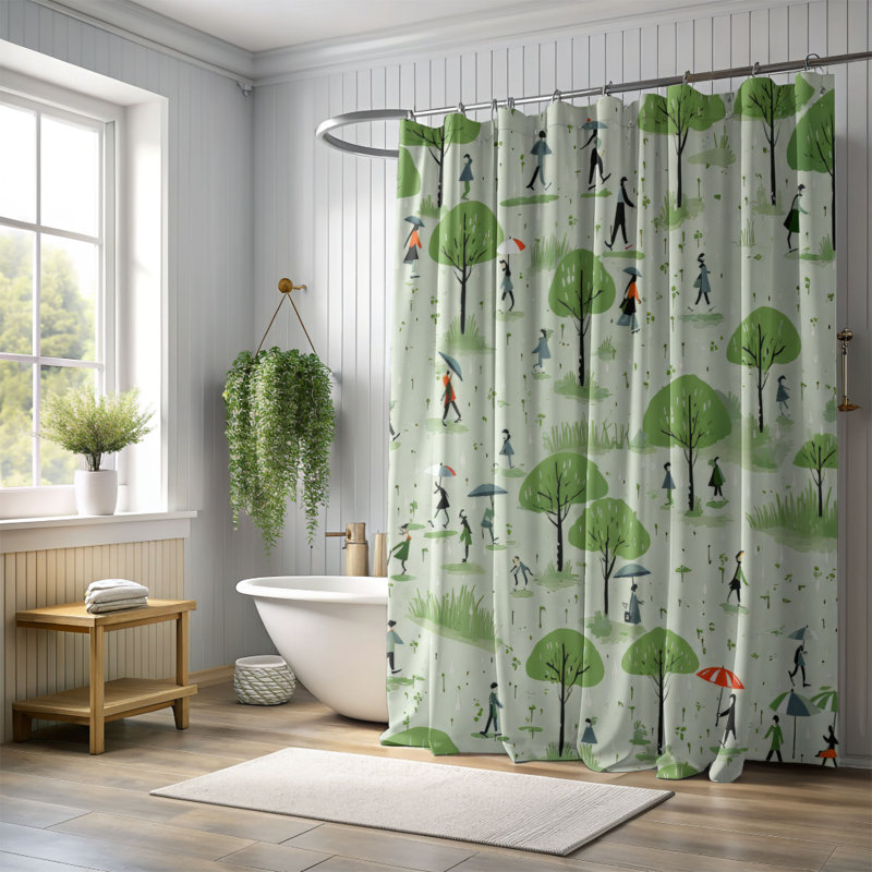 Forest Rain - Premium Shower Curtain, 74"H x 71"W