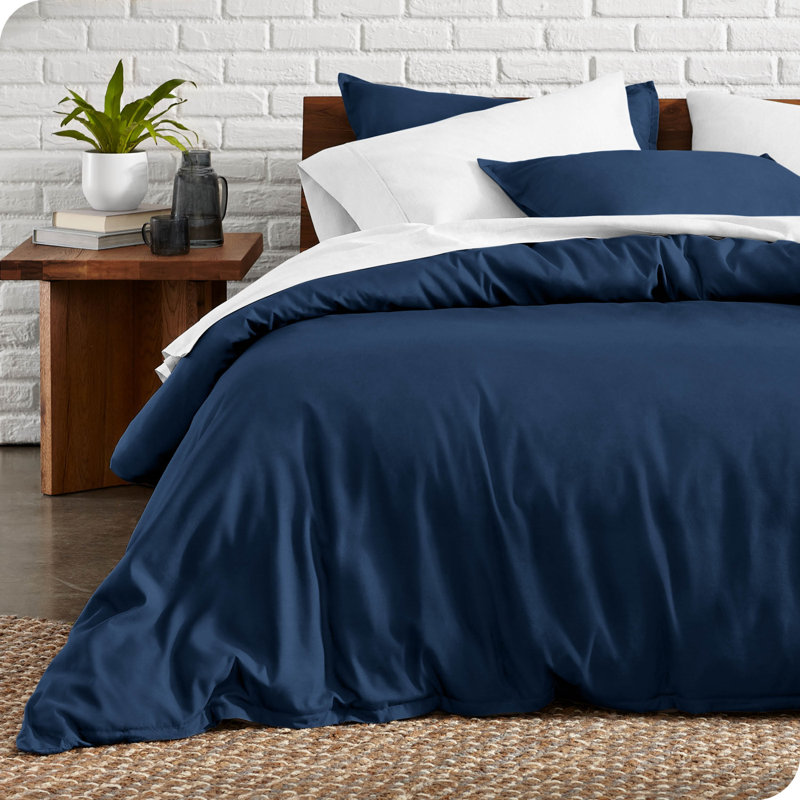 King Size Dark Blue Microfiber Duvet Cover Set