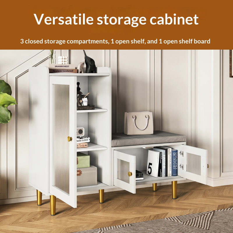 9 Pair Shoe Storage Cabinet, White