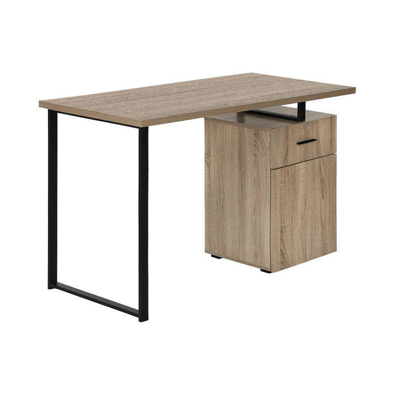 Bureau d'ordinateur, bureau personnel, ordinateur portable, installation à gauche, à droite, tiroirs de rangement, L 48 po, bureau, métal stratifié brun, contemporain, moderne