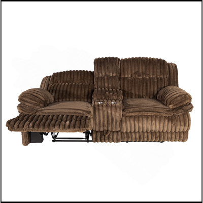Living Room Contemporary Chocolate Corduroy 1Pc Motion Loveseat W Console Storage Box Reclining Couch