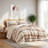 Luxurious 3-piece King/cal King Bedding Set, Textured Stripe Comforter, Terracotta