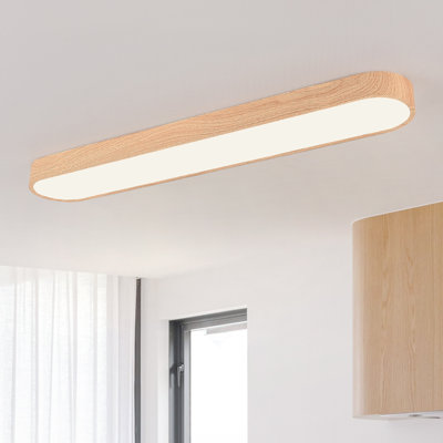 Oval Wood Finish Acrylic LED Flush Mount