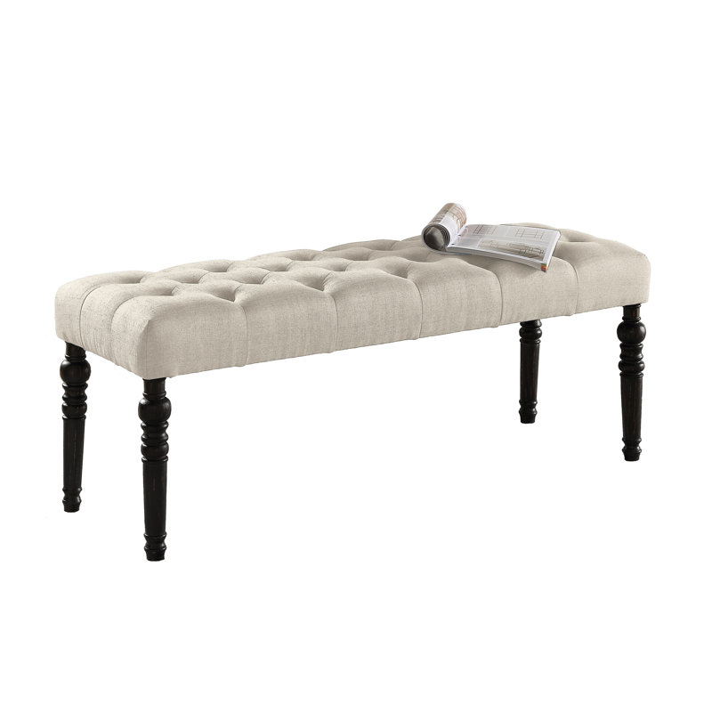 Tan Bench For Dining, Solid Wood Frame And Zigzag Legs, 48"W X 16"D 19.5"H Dining In Tan, Made Of With Turned 48W 16D 19.5H