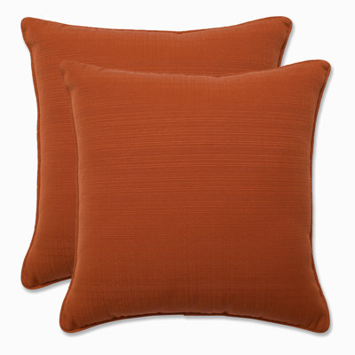 Solid Cinnabar Outdoor Reversible Throw Pillow
