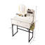 Bureau de meuble-lavabo moderne blanc pour chambre à coucher avec miroir lumineux, 4 prises de courant lumineuses pour armoire, 4 tiroirs et