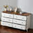 Modern 6 Drawers Dresser for Bedroom, 55.5" Wide Dressers & Chest of Drawers, Storage Organizer for Clothes, Entryway, Hallway, Nursery or Living Room