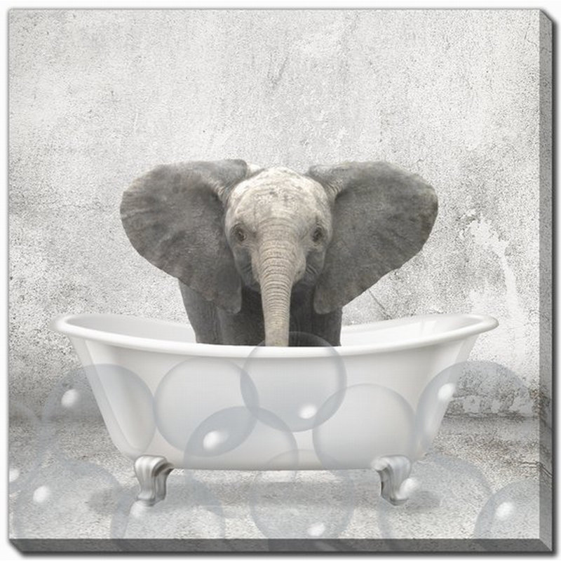 «Baby Elephant Bath», art mural