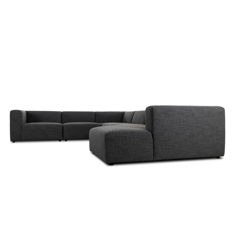 Canapé modulaire Apollo Sloan 6PC, Face à la droite, Mélange de polyester gris anthracite Saxon