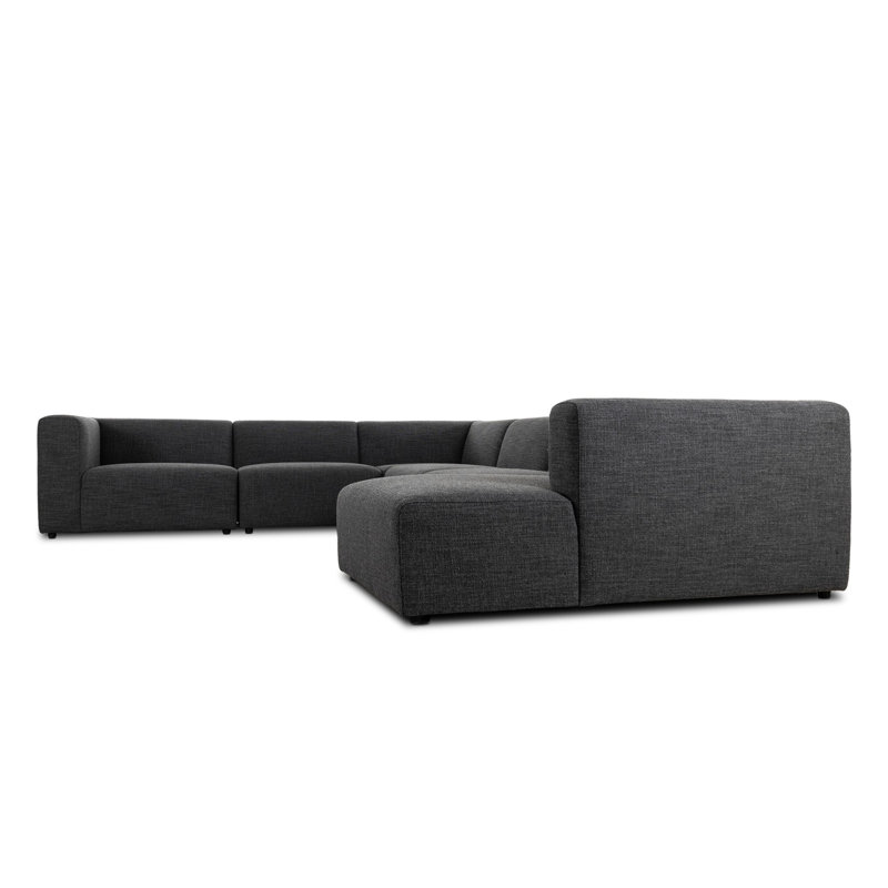 Canapé modulaire Apollo Sloan 6PC, Mélange de polyester gris anthracite Saxon, Face à la droite