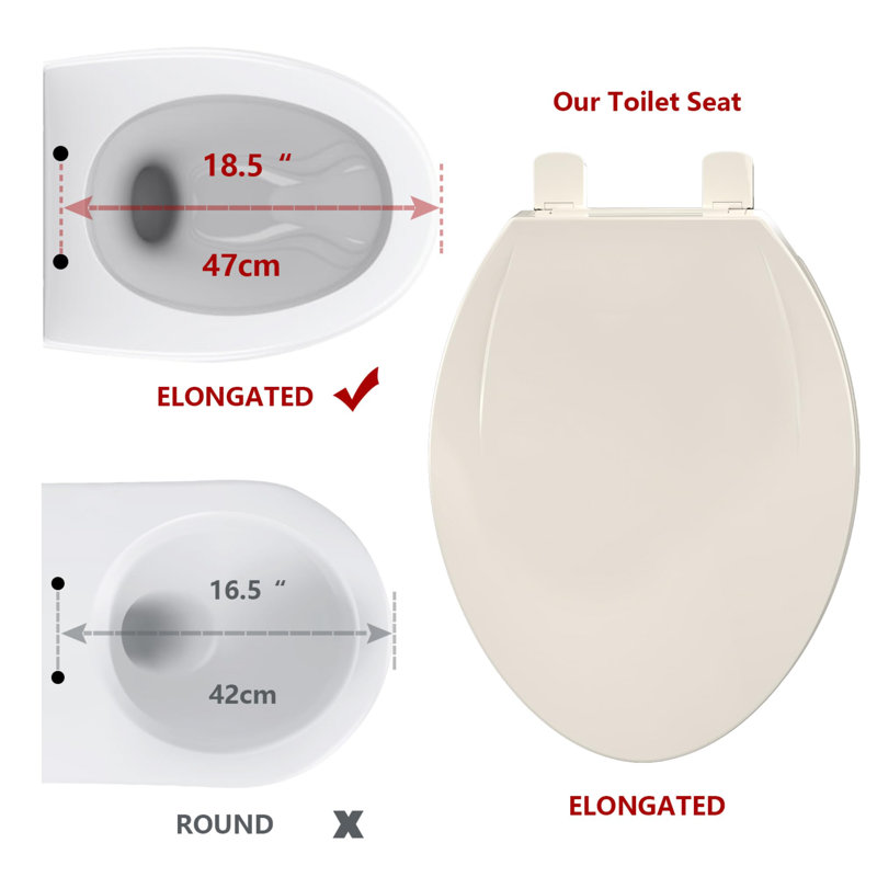 Soft Close Commercial Toilet Seat - Quick Release, Durable Polypropylene, Stable Shift-Free Design, Easy Install & Clean, Fits 19" Elongated Toilets, Almond