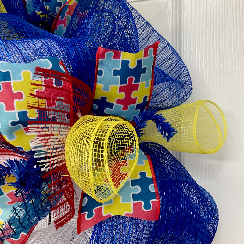 Autism Awareness Wreath with Sunflower
