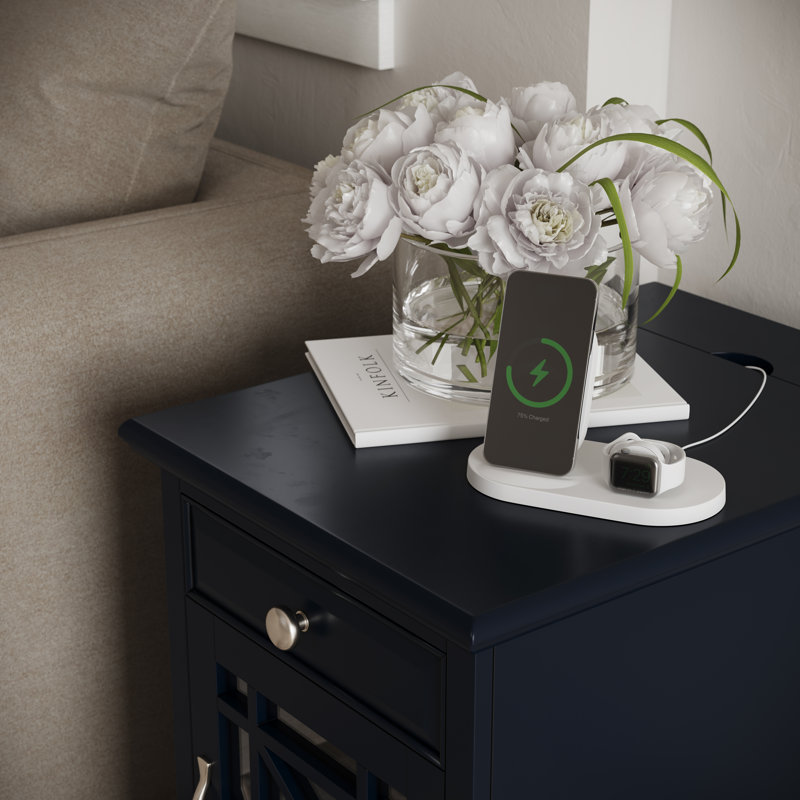 USB Charging Accent Cabinet, Navy Blue