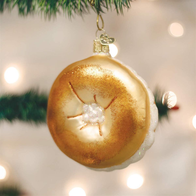 Ornement de Noël en verre soufflé Old World pour arbre de Noël, bagel