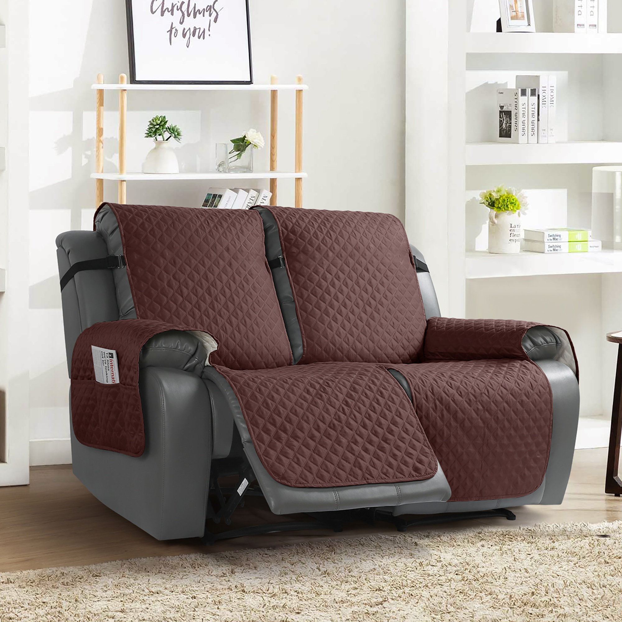 Hokku Designs Box Cushion Recliner Loveseat Slipcover- Waterproof