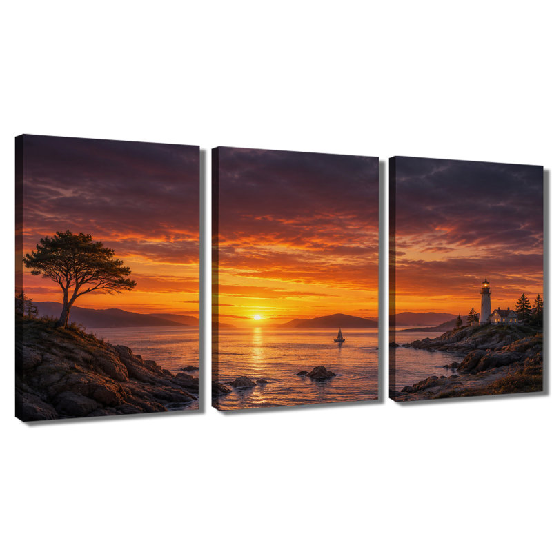 3 panneaux d'art mural, impression sur toile côtière, 28 * 40 pouces * 3