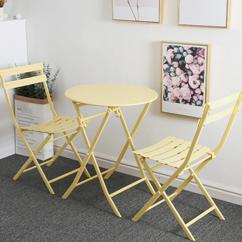 Ensemble de 3 chaises d'extérieur bistro en jaune pour l'extérieur